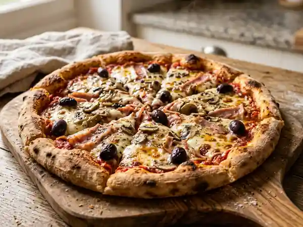 Pizza Royale croustillante et fondante - Photo de présentation