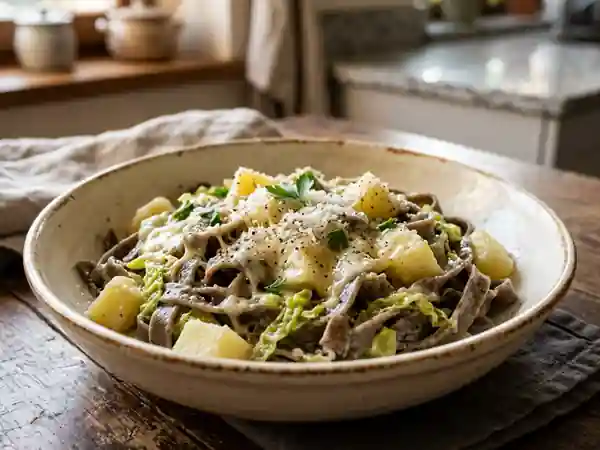 Pizzoccheri fondants au sarrasin et fontina - Photo de présentation