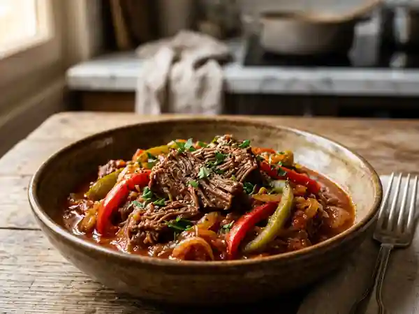 Plat-de-côte fondant aux poivrons et tomates - Photo de présentation
