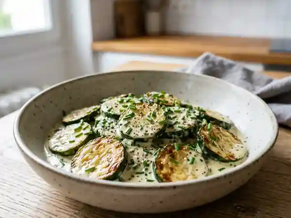 Poêlée de courgettes à la crème de ciboulette onctueuse - Photo de présentation