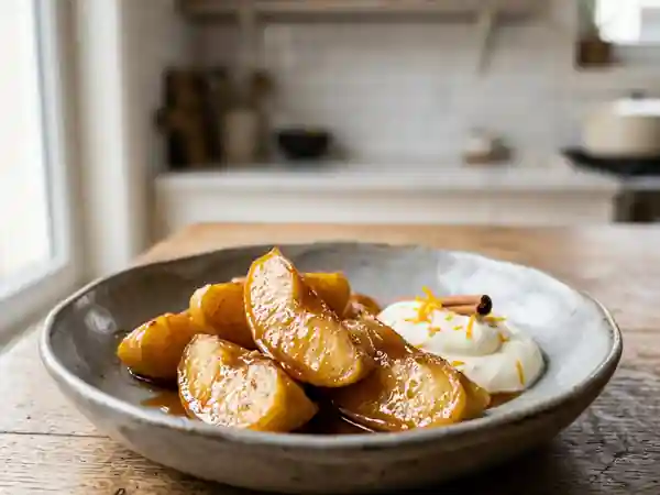 Pommes fondantes caramélisées à la cannelle - Photo de présentation