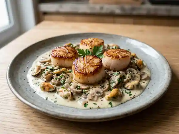 Poêlée de Saint-Jacques crèmeuse aux moules - Photo de présentation