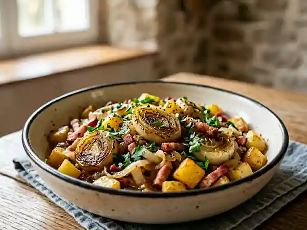 Poêlée paysanne savoureuse aux endives caramélisées - Photo de présentation