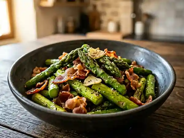 Asperges sautées et coppa grillée - Photo de présentation