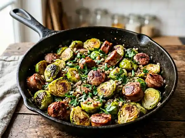 Choux de Bruxelles rôtis et saucisse de Toulouse - Photo de présentation
