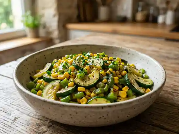 Courgettes croquantes au maïs et poivron - Photo de présentation