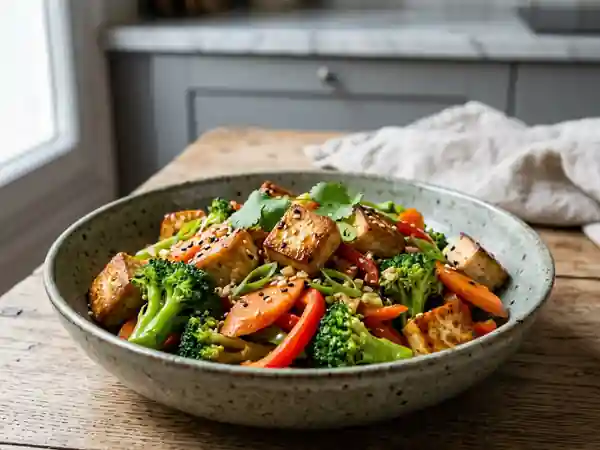 Wok de tofu croustillant et légumes croquants - Photo de présentation