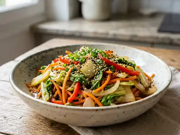 Wok de Pe-Tsaï croquant au sésame - Photo de présentation