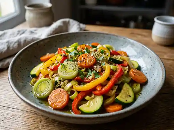 Poêlée de légumes croquants à l'ail - Photo de présentation