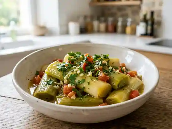 Poireaux à la grecque fondants et citronnés - Photo de présentation
