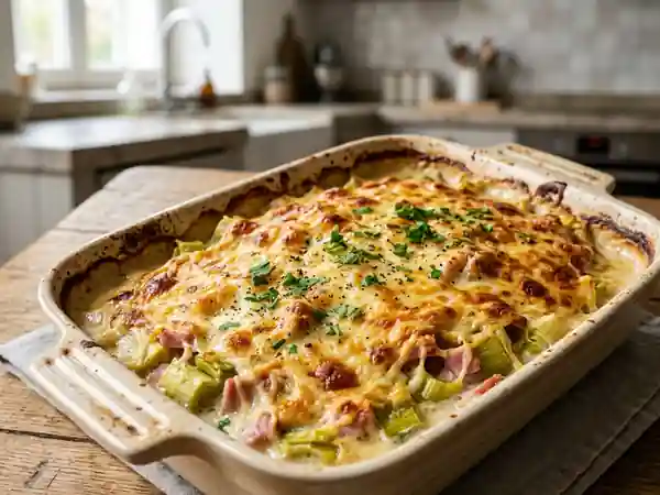 Poireaux fondants au jambon et béchamel - Photo de présentation