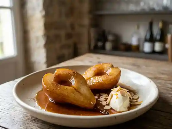 Poires fondantes au caramel et rhum ambré - Photo de présentation