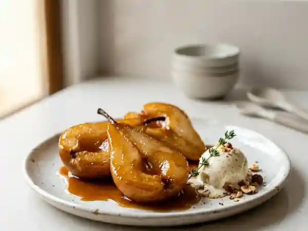 Poires caramélisées gourmandes au beurre et vanille - Photo de présentation