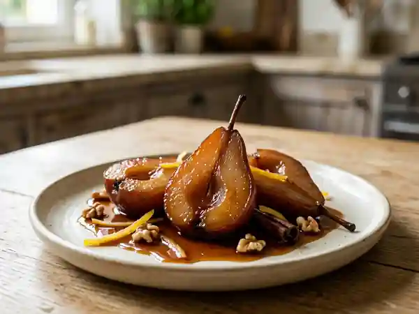 Poires confites au vinaigre balsamique : douceur acidulée irrésistible - Photo de présentation