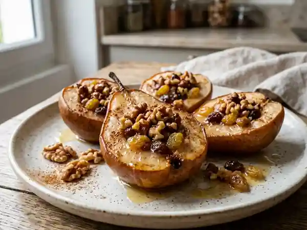 Poires fondantes au miel et noix croquantes - Photo de présentation