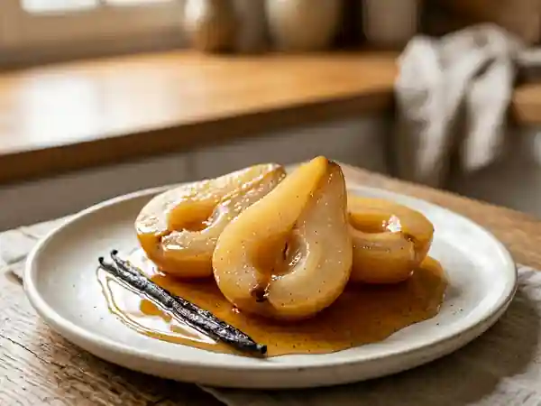 Poires fondantes au sirop maison : recette facile et gourmande - Photo de présentation