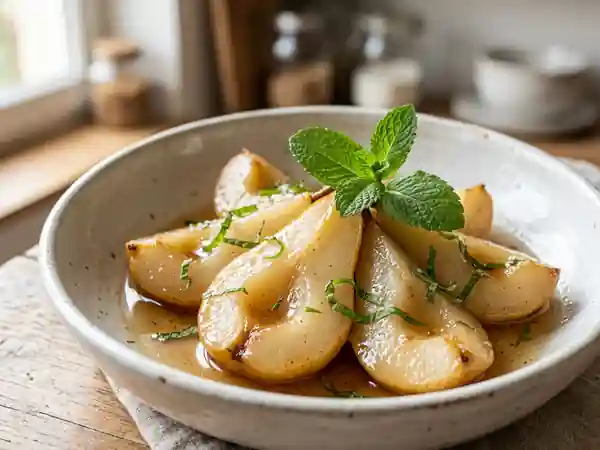 Poires fraîches à la menthe : dessert léger et rafraîchissant - Photo de présentation
