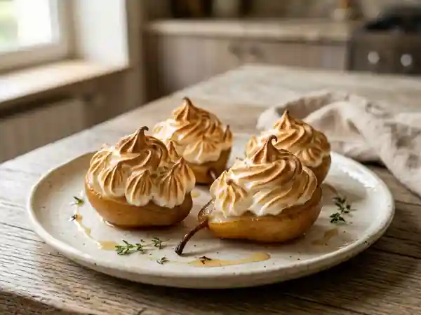 Poires meringuées gourmandes : dessert léger et savoureux - Photo de présentation