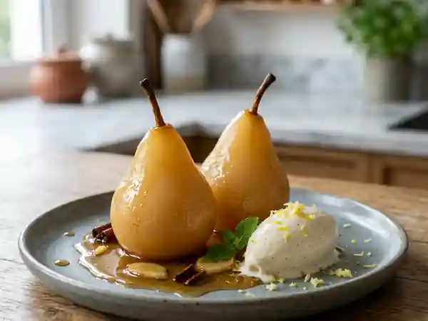 Poires fondantes infusées au gingembre - Photo de présentation