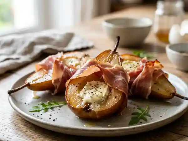 Poires fondues au Parme et chèvre frais - Photo de présentation