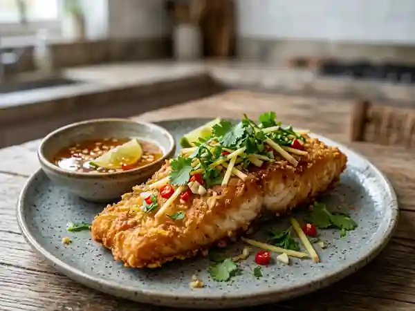 Poisson croustillant au gingembre et citron vert - Photo de présentation