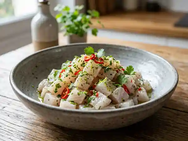 Poisson cru mariné au gingembre et piment - Photo de présentation