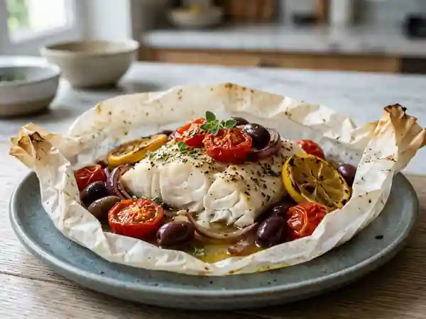 Poisson en papillote aux saveurs crétoises - Photo de présentation