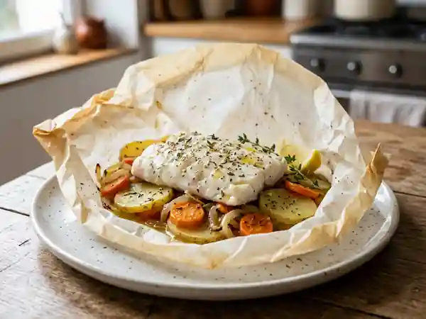 Poisson en papillote aux pommes de terre fondantes : recette facile et savoureuse - Photo de présentation
