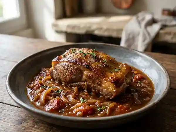 Poitrine d'agneau fondante aux oignons et tomate - Photo de présentation