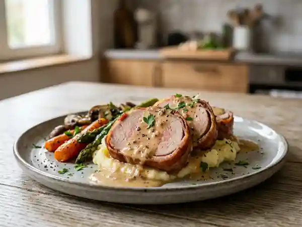 Veau au lard croustillant, sauce onctueuse - Photo de présentation