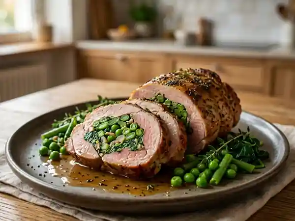 Poitrine de veau rôtie et sa farce printanière - Photo de présentation