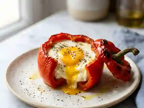 Poivron rôti au chèvre et cœur coulant - Photo de présentation