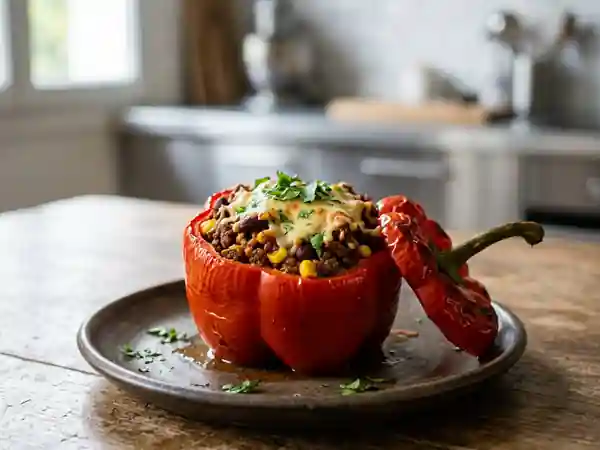 Poivrons farcis au bœuf et épices mexicaines - Photo de présentation