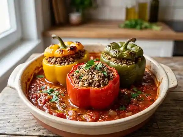 Poivrons farcis fondants bœuf et tomate - Photo de présentation