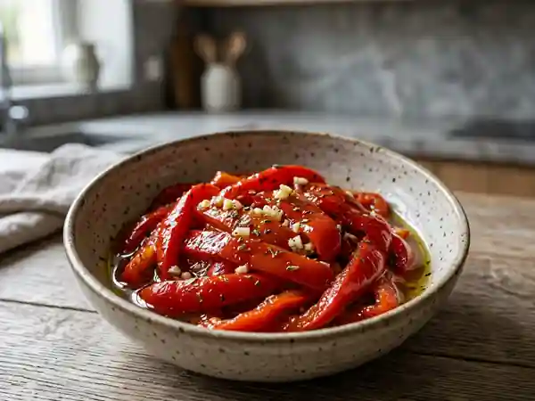 Poivrons Marinés à l'Huile d'Olive : Recette Facile et Savoureuse - Photo de présentation