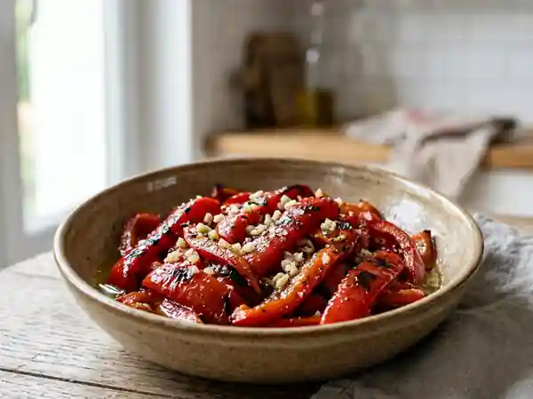 Poivrons rouges grillés à l'huile d'olive : recette simple et savoureuse - Photo de présentation
