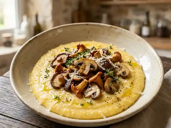 Polenta crémeuse aux cèpes et girolles - Photo de présentation