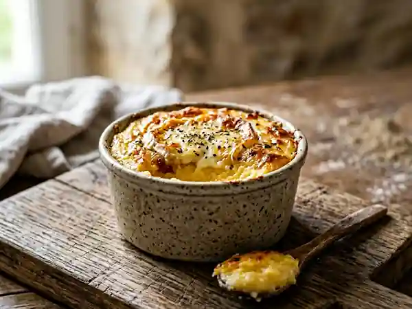Polenta crémeuse et chèvre gratiné - Photo de présentation