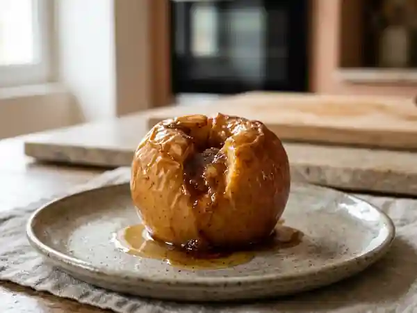 Pomme rôtie fondante cannelle et beurre - Photo de présentation