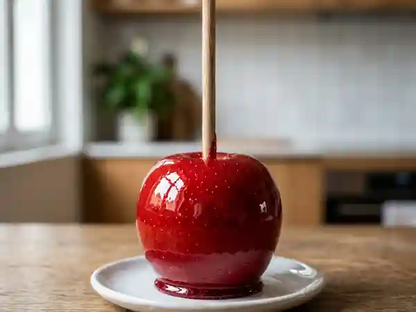 Pomme d'amour traditionnelle au caramel croquant - Photo de présentation