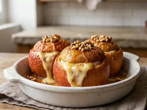 Pommes rôties au brie fondant et noix - Photo de présentation