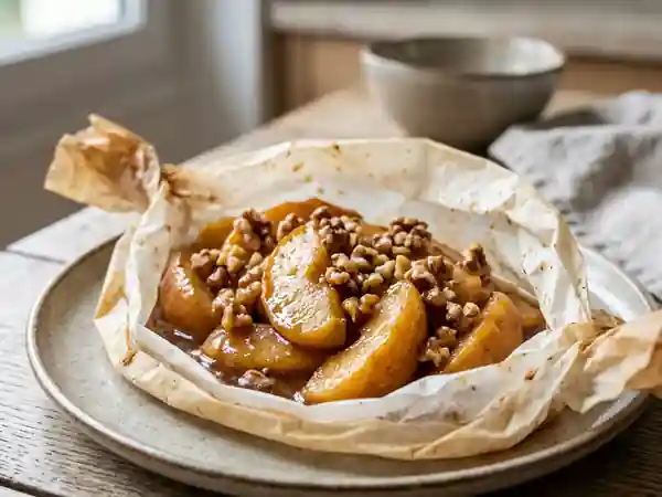 Pommes en papillote miel et noix croquantes - Photo de présentation