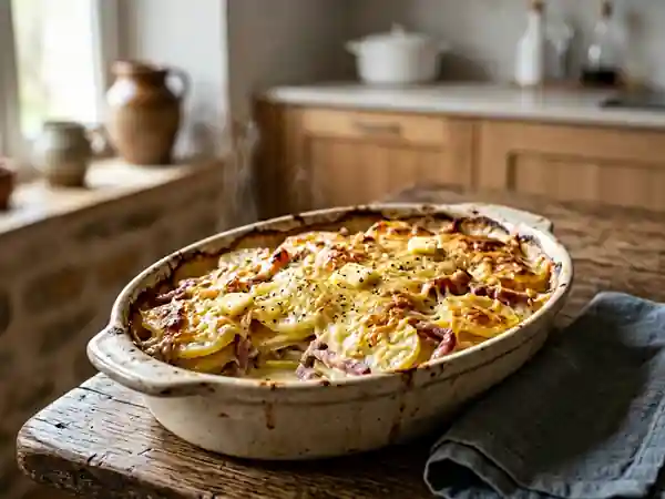 Gratin de pommes de terre fondant au jambon - Photo de présentation