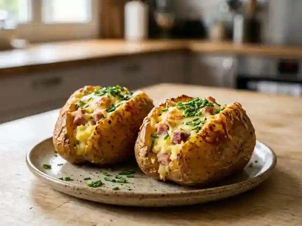 Pommes de terre farcies au jambon fumé : recette gourmande et facile - Photo de présentation