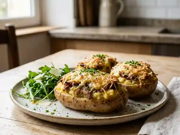 Pommes de terre farcies fondantes et gratinées - Photo de présentation