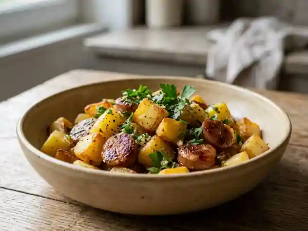 Pommes de terre rissolées au saucisson à l'ail - Photo de présentation