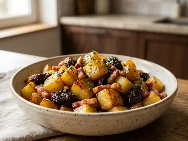 Poêlée de pommes de terre confites aux pruneaux - Photo de présentation