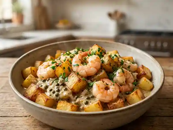 Poêlée de Crevettes Crémées au Poivre Vert - Photo de présentation