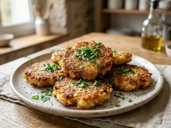 Galettes de pommes de terre dorées à l'ail - Photo de présentation