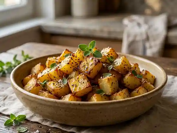 Pommes de terre rôties à l'origan savoureuses - Photo de présentation